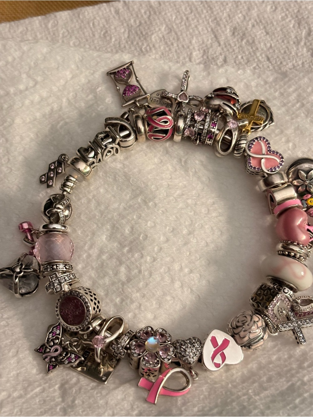 Pandora breast cancer awareness themed bracelet